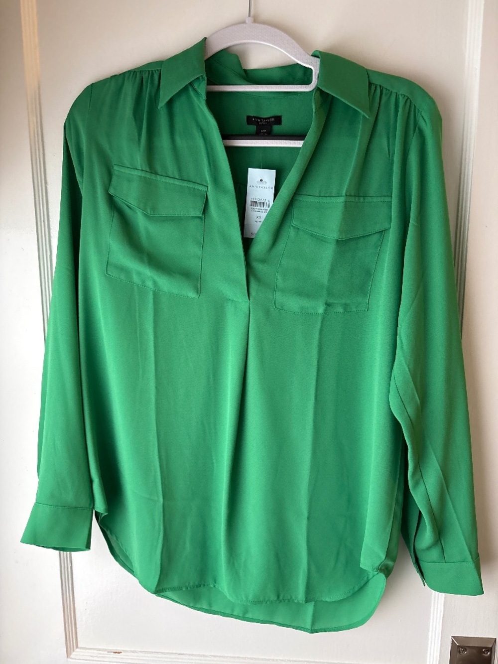 Ann Taylor Green Camp Shirt, Sz XSP, NWT